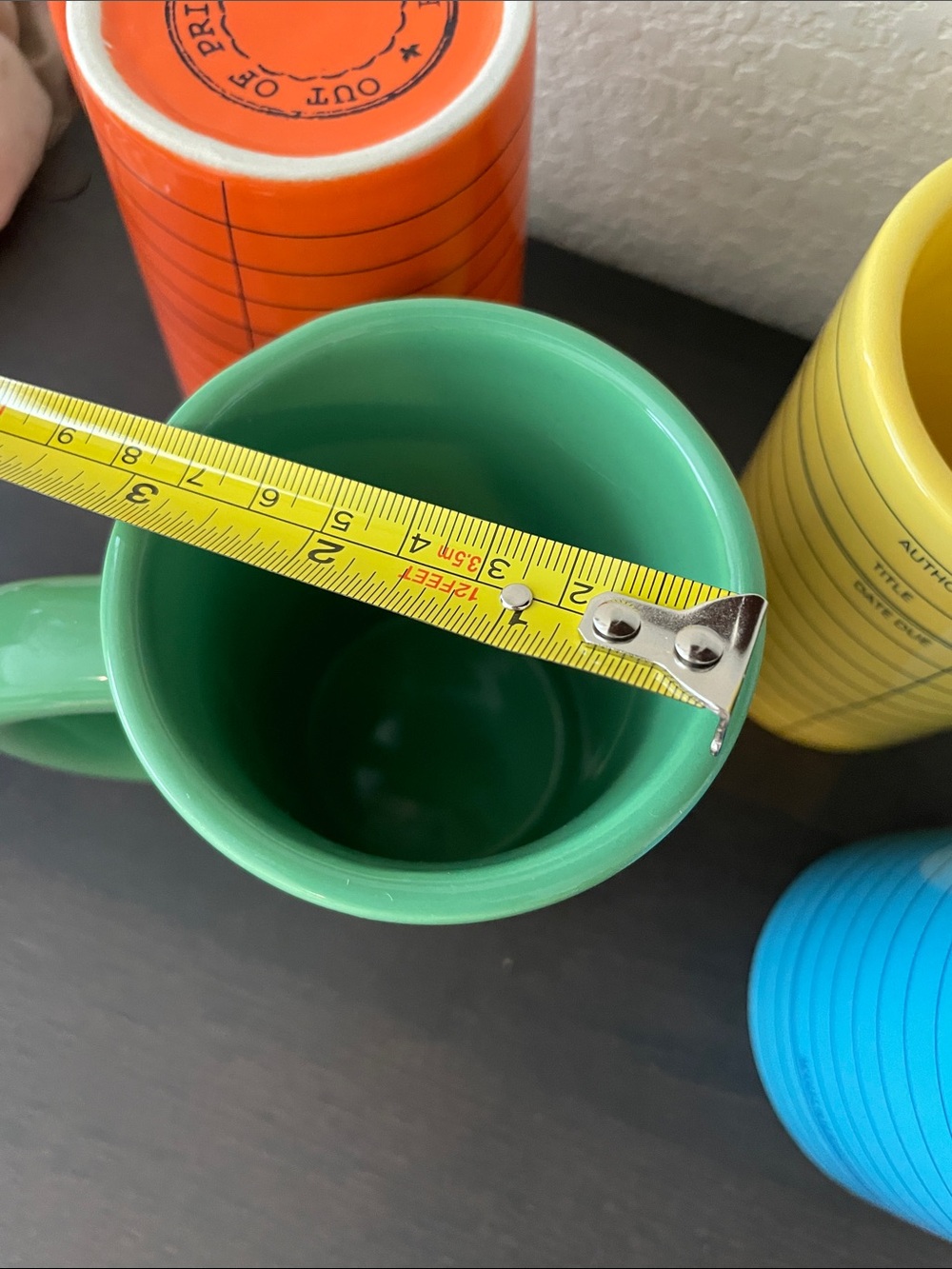 Out of Print Orange, Green, Yellow & Blue Library Card Ceramic Mugs - Picture 8 of 8